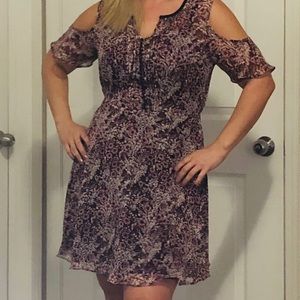 LC Lauren Conrad Peep Shoulder Floral Dress